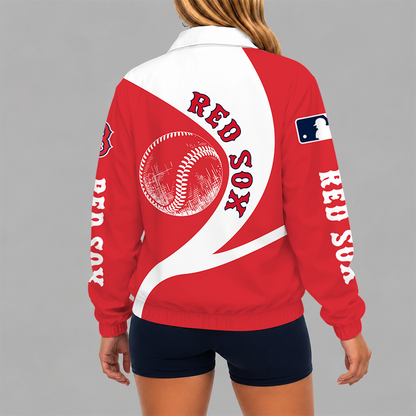 [FLASH SALE] NEW CUSTOMIZED MLB03 BRS BOSTON RED SOX V-NECK ZIPPER SWEATSHIRT JACKET