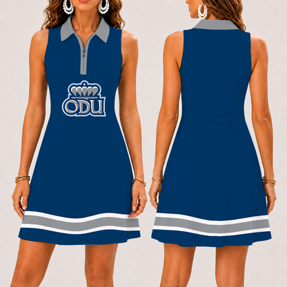 [FAN FAVORITE] NEW CUSTOMIZED NCAA CFH03 ODM OLD DOMINION MONARCHS WOMEN'S ZIP SLEEVELESS POLO DRESS