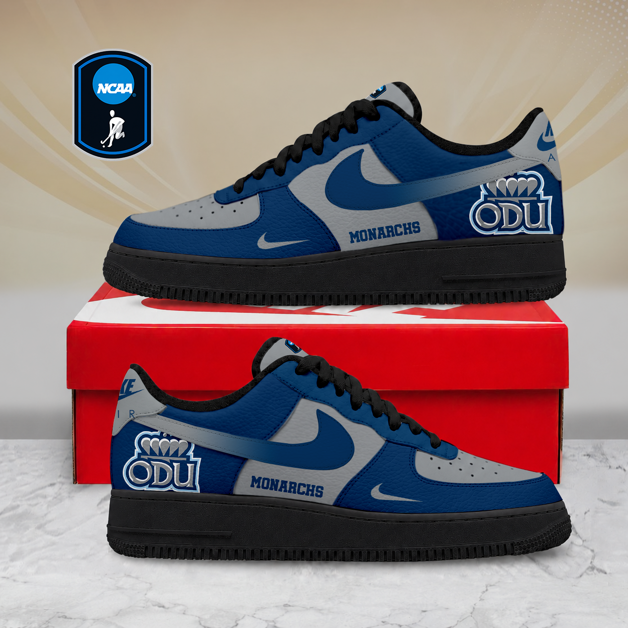 LIMITED EDITION - NEW CUSTOMIZED NCAA CFH03 ODM OLD DOMINION MONARCHS AF1 SHOES