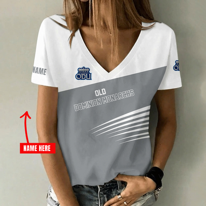 [FAN FAVORITE] NEW CUSTOMIZED NCAA CFH03 ODM OLD DOMINION MONARCHS V-NECK FEMALE SHIRT