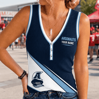 [FAN EXCLUSIVE] NEW CUSTOMIZED CFL03 TOR TORONTO ARGONAUTS WOMEN'S V-NECK TANK TOP