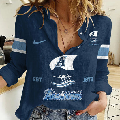 [FAN EXCLUSIVE] NEW CUSTOMIZED CFL03 TOR TORONTO ARGONAUTS WOMEN CASUAL SHIRT