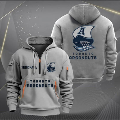[FAN EXCLUSIVE] NEW CUSTOMIZED CFL03 TOR TORONTO ARGONAUTS MUTICOLOR QUARTER ZIP HOODIE