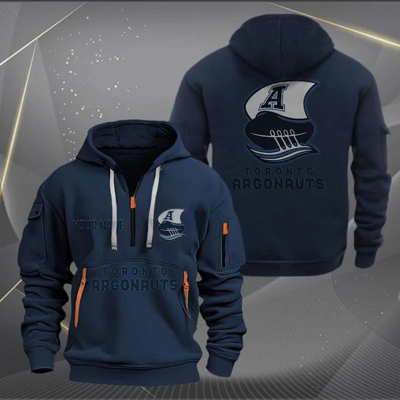 [FAN EXCLUSIVE] NEW CUSTOMIZED CFL03 TOR TORONTO ARGONAUTS MUTICOLOR QUARTER ZIP HOODIE