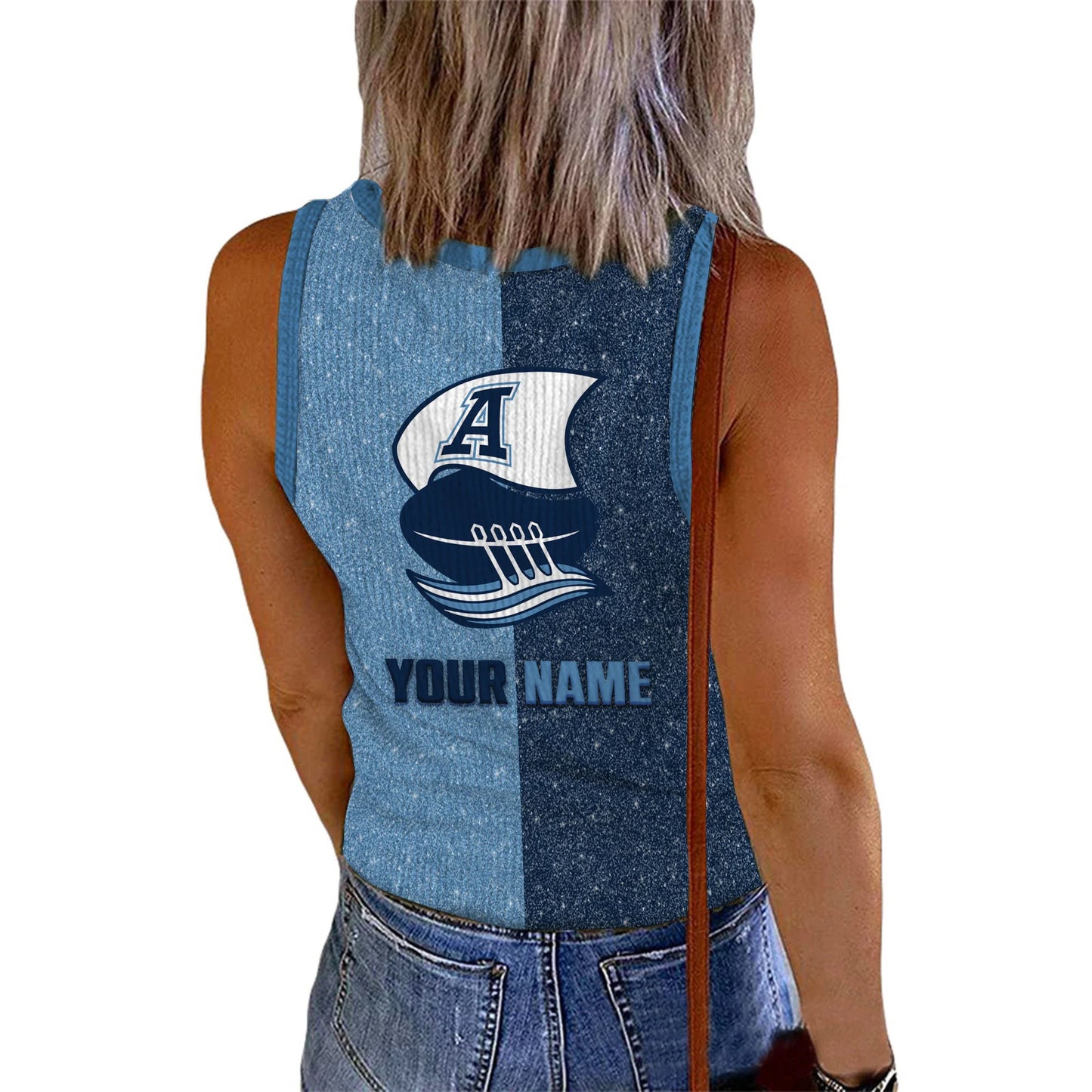 [FAN EXCLUSIVE] NEW CUSTOMIZED CFL03 TOR TORONTO ARGONAUTS WOMEN'S V-NECK TANK TOP
