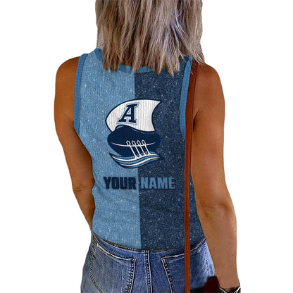 [FAN EXCLUSIVE] NEW CUSTOMIZED CFL03 TOR TORONTO ARGONAUTS WOMEN'S V-NECK TANK TOP