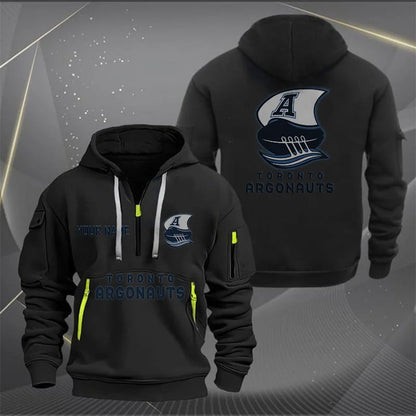 [FAN EXCLUSIVE] NEW CUSTOMIZED CFL03 TOR TORONTO ARGONAUTS MUTICOLOR QUARTER ZIP HOODIE