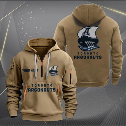 [FAN EXCLUSIVE] NEW CUSTOMIZED CFL03 TOR TORONTO ARGONAUTS MUTICOLOR QUARTER ZIP HOODIE