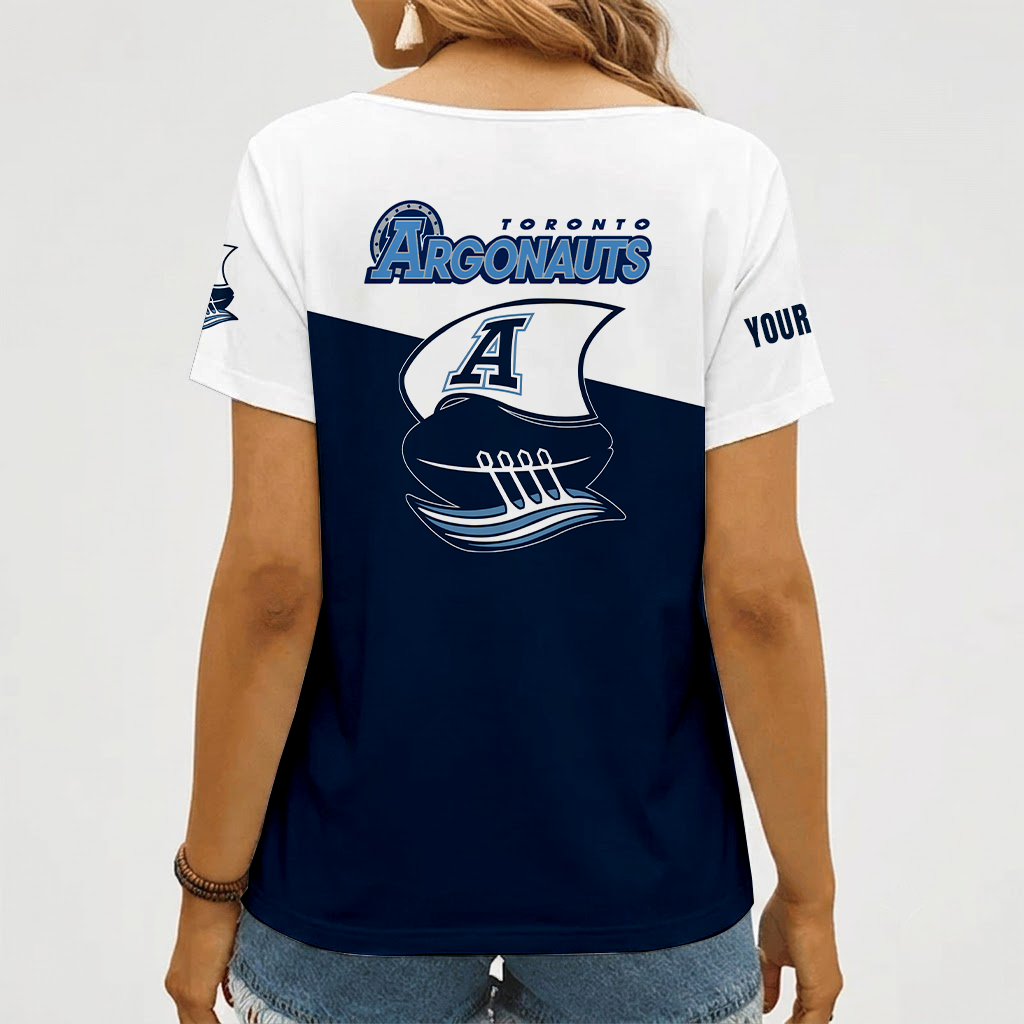 [FAN EXCLUSIVE] NEW CUSTOMIZED CFL03 TOR TORONTO ARGONAUTS STRAPPY V-NECK FEMALE SHIRT