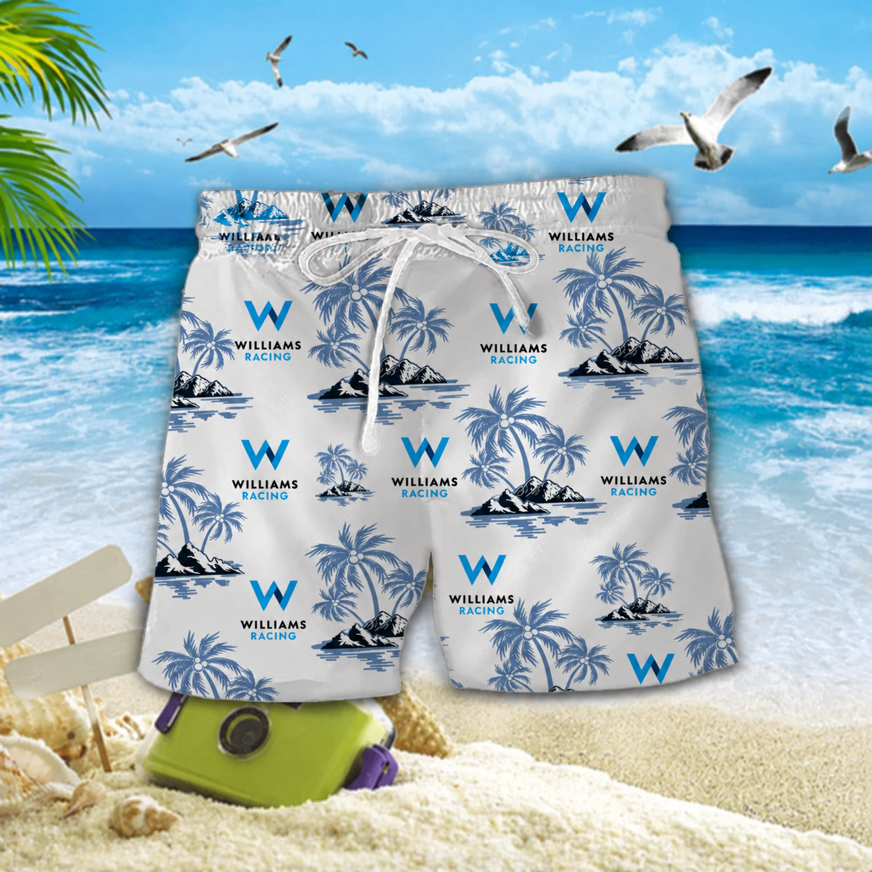 [FAN MUST-HAVE] NEW CUSTOMIZED F103 WIL WILLIAMS RACING UNISEX HAWAIIAN SHIRT & SHORTS SET