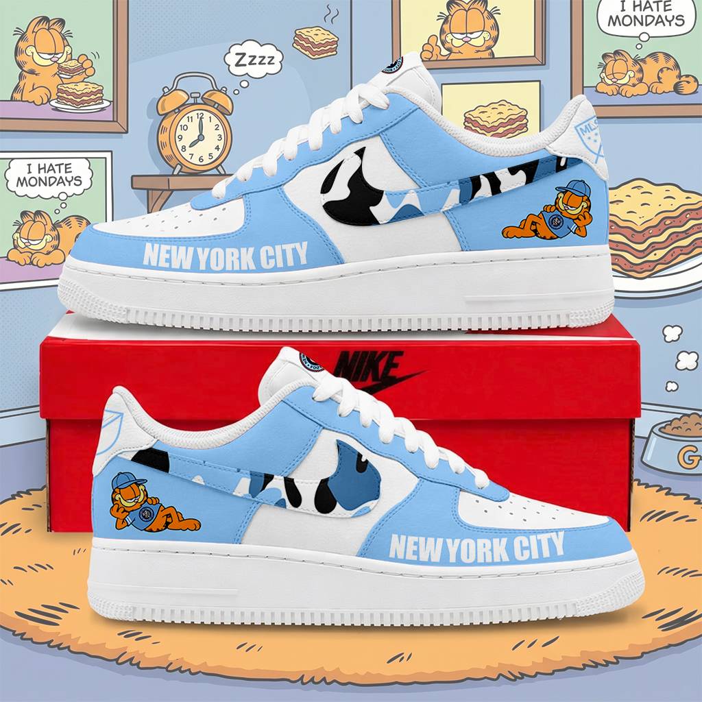 FINAL SALE - NEW CUSTOMIZED MLS03 NYC NY CITY FC x GARFIELD AF1 SNEAKERS