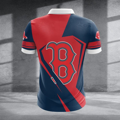 [FLASH SALE] NEW CUSTOMIZED MLB03 BRS BOSTON RED SOX ZIP POLO SHIRT