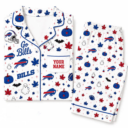 [SPECIAL OFFER] NEW CUSTOMIZED NFL03 BFB BUFFALO BILLS HALLOWEEN LONG PAJAMAS SET