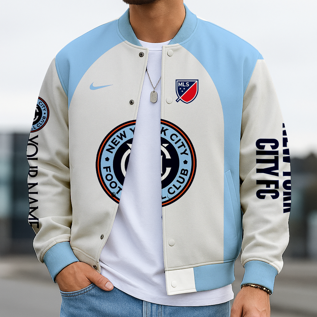 LIMITED EDITION - NEW CUSTOMIZED MLS03 NYC NY CITY FC SATIN VARSITY & BASEBALL JACKET