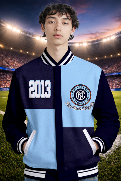 LIMITED EDITION - NEW CUSTOMIZED MLS03 NYC NY CITY FC SATIN VARSITY & BASEBALL JACKET