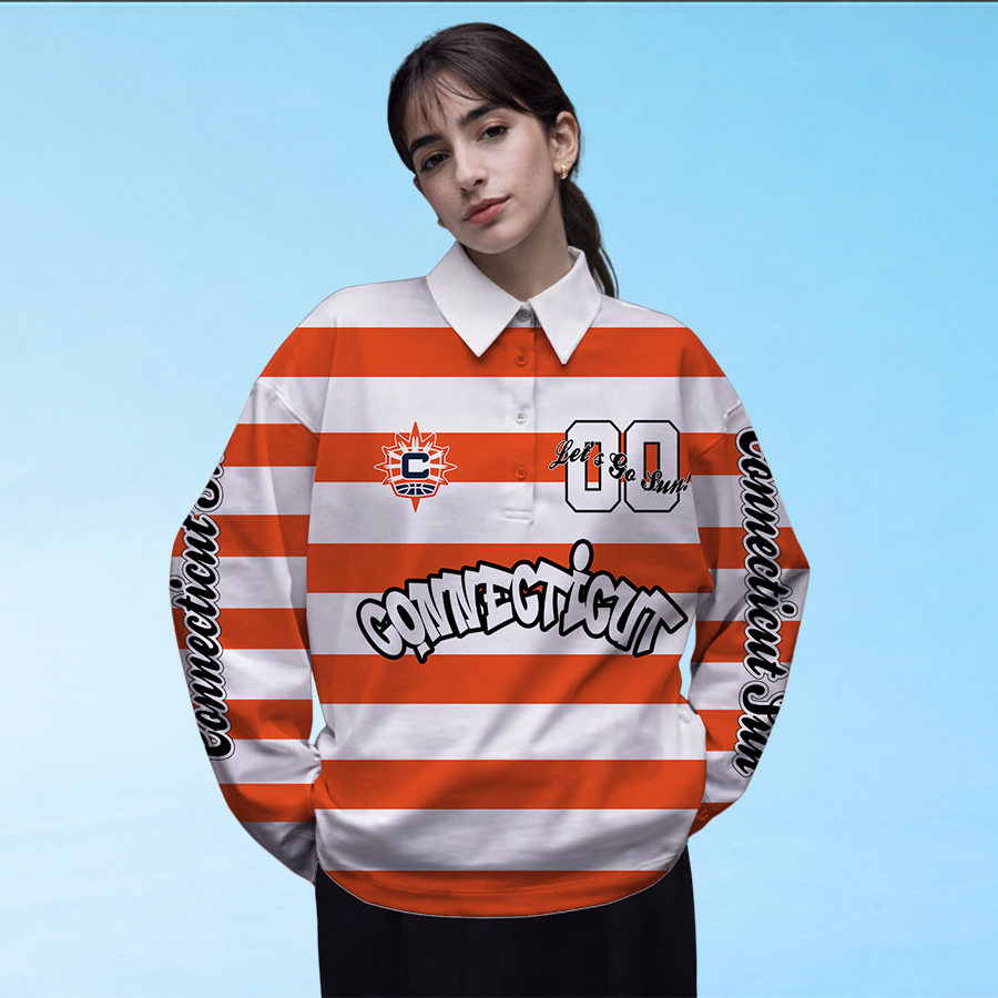 LIMITED EDITION - NEW CUSTOMIZED WNBA03 CTS CT SUN LONG SLEEVE POLO