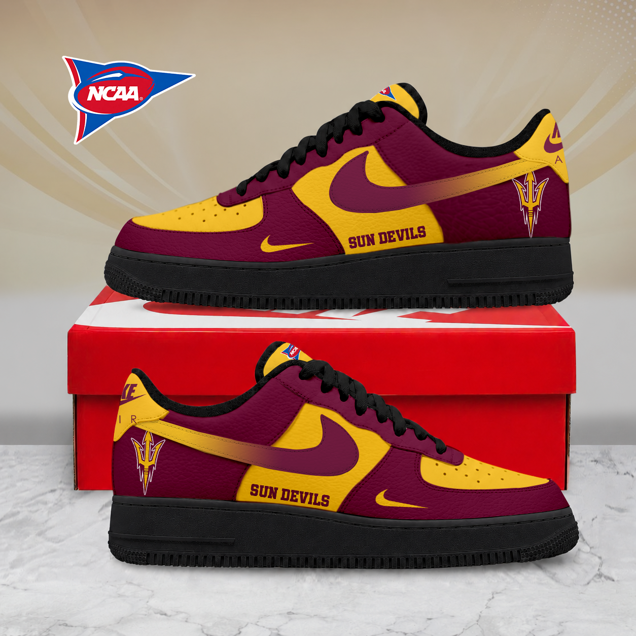 SPECIAL EDITION - NEW CUSTOMIZED NCAA FBS04 ASS ARIZONA STATE SUN DEVILS AF1 SHOES