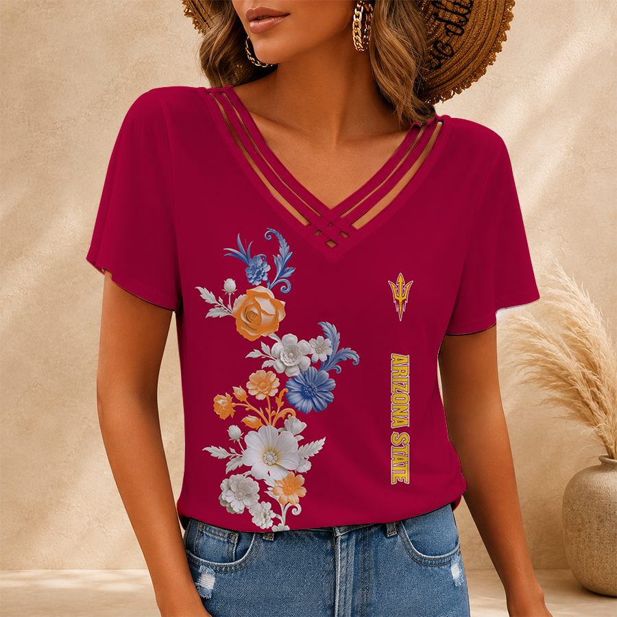 [FAN FAVORITE] NEW CUSTOMIZED NCAA FBS04 ASS ARIZONA STATE SUN DEVILS V-NECK SHIRT