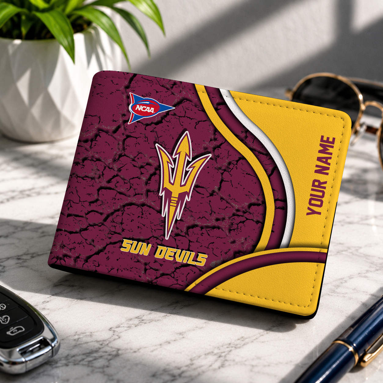 MEGA SALE - NEW CUSTOMIZED NCAA FBS04 ASS ARIZONA STATE SUN DEVILS LEATHER WALLET
