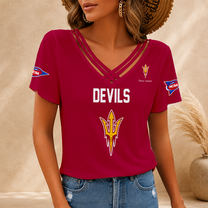[FAN FAVORITE] NEW CUSTOMIZED NCAA FBS04 ASS ARIZONA STATE SUN DEVILS V-NECK SHIRT