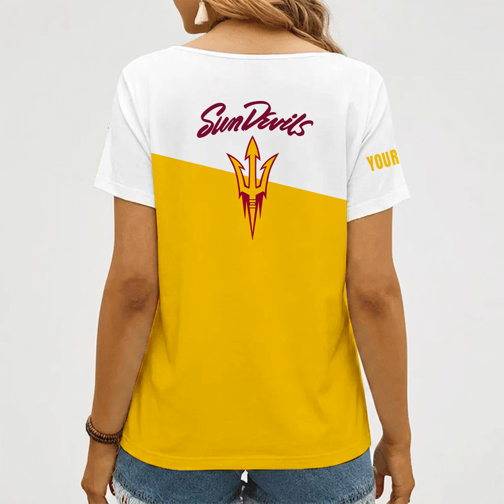 [FAN FAVORITE] NEW CUSTOMIZED NCAA FBS04 ASS ARIZONA STATE SUN DEVILS V-NECK FEMALE SHIRT