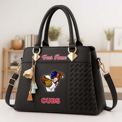 LIMITED EDITION - NEW CUSTOMIZED MLB04 CCS CHICAGO CUBS ZIP HANDBAG MULTICOLOR