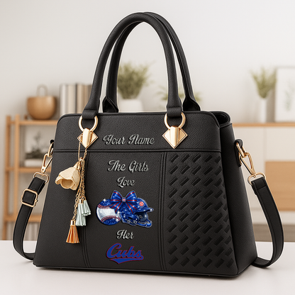 LIMITED EDITION - NEW CUSTOMIZED MLB04 CCS CHICAGO CUBS ZIP HANDBAG MULTICOLOR