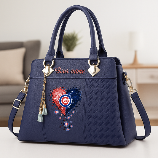 LIMITED EDITION - NEW CUSTOMIZED MLB04 CCS CHICAGO CUBS ZIP HANDBAG MULTICOLOR
