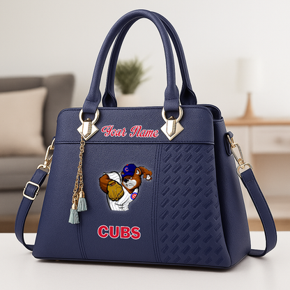 LIMITED EDITION - NEW CUSTOMIZED MLB04 CCS CHICAGO CUBS ZIP HANDBAG MULTICOLOR