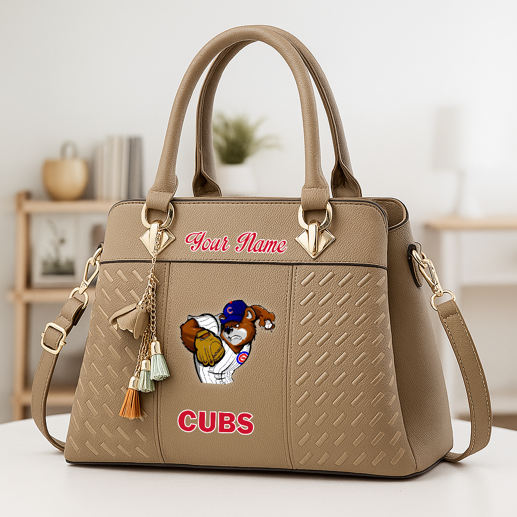 LIMITED EDITION - NEW CUSTOMIZED MLB04 CCS CHICAGO CUBS ZIP HANDBAG MULTICOLOR