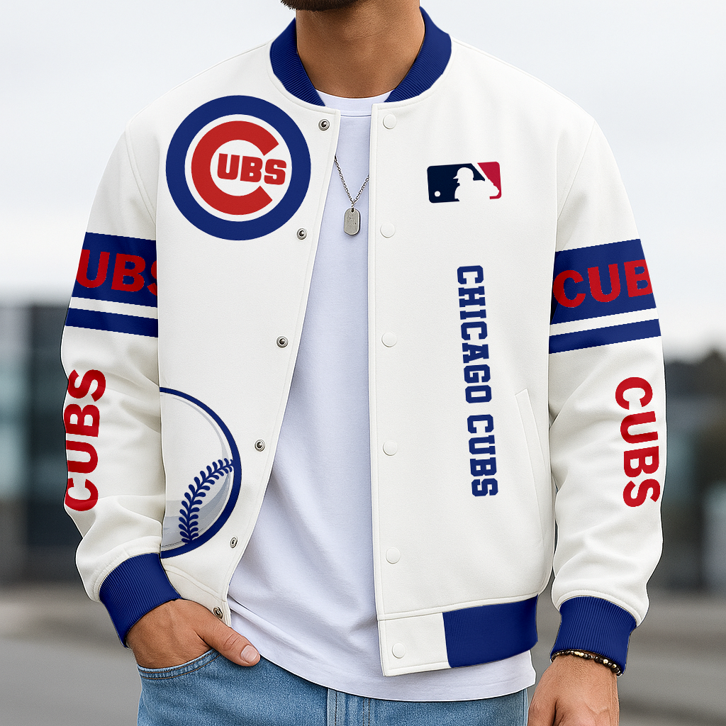 LIMITED EDITION - NEW CUSTOMIZED MLB04 CCS CHICAGO CUBS BASEBALL JACKET, SATIN VARSITY JACKET