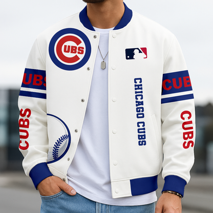 LIMITED EDITION - NEW CUSTOMIZED MLB04 CCS CHICAGO CUBS BASEBALL JACKET, SATIN VARSITY JACKET