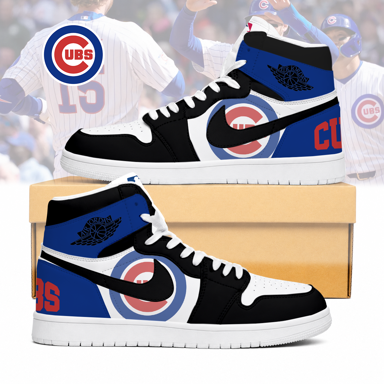 LIMITED EDITION - NEW CUSTOMIZED MLB04 CCS CHICAGO CUBS AIR JORDAN SNEAKERS