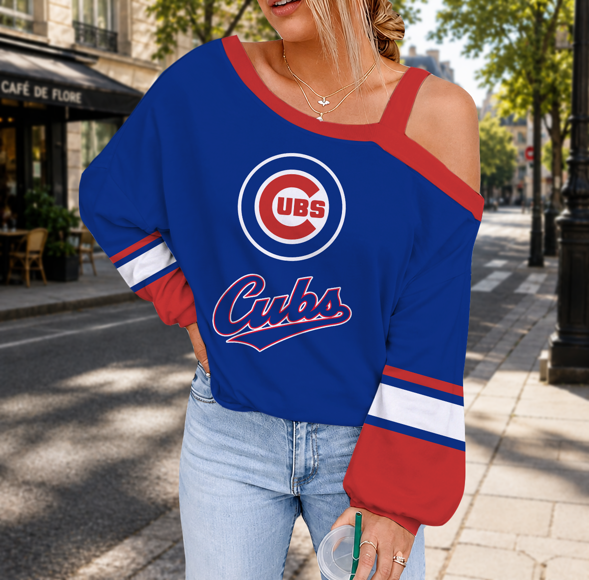 SPECIAL EDITION - NEW CUSTOMIZED MLB04 CCS CHICAGO CUBS DROP SHOULDER SWEATSHIRT