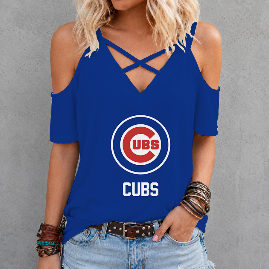 LIMITED EDITION - NEW CUSTOMIZED MLB04 CCS CHICAGO CUBS CRISS CROSS V-NECK TOP