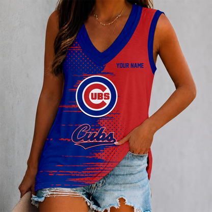 LIMITED EDITION - NEW CUSTOMIZED MLB04 CCS CHICAGO CUBS WOMEN'S V-NECK TANK TOP