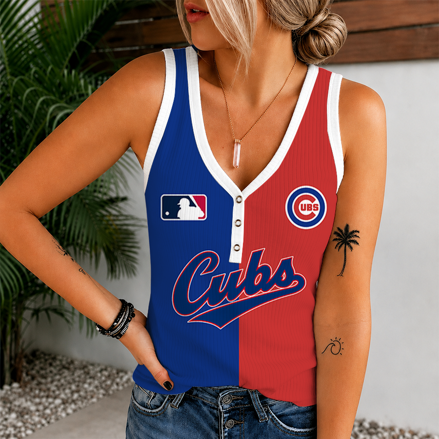[FLASH SALE] NEW CUSTOMIZED MLB04 CCS CHICAGO CUBS WOMEN'S V-NECK TANK TOP