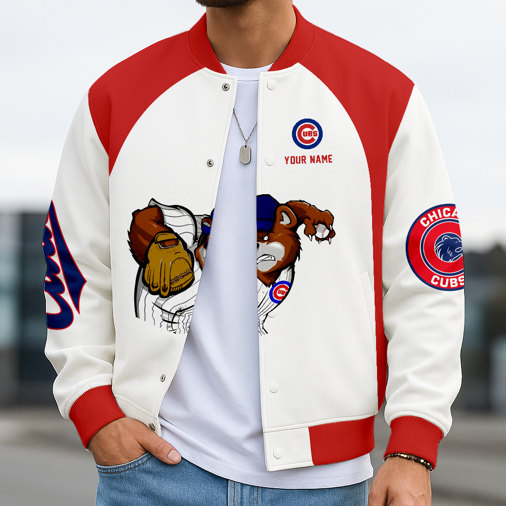 LIMITED EDITION - NEW CUSTOMIZED MLB04 CCS CHICAGO CUBS BASEBALL JACKET, SATIN VARSITY JACKET