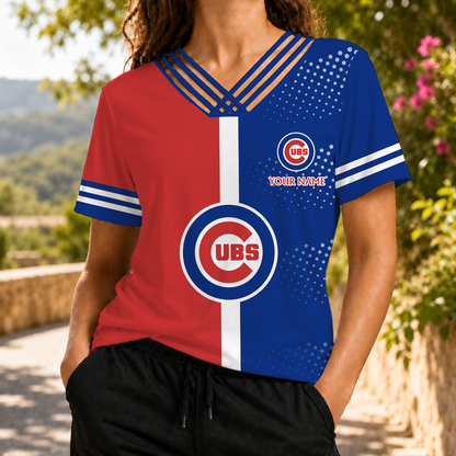 LIMITED EDITION - NEW CUSTOMIZED MLB04 CCS CHICAGO CUBS V-NECK SHIRT