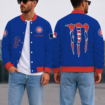 SPECIAL EDITION - NEW CUSTOMIZED MLB04 CCS CHICAGO CUBS SATIN VARSITY & BASEBALL JACKET