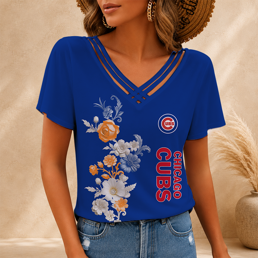 [FLASH SALE] NEW CUSTOMIZED MLB04 CCS CHICAGO CUBS V-NECK SHIRT