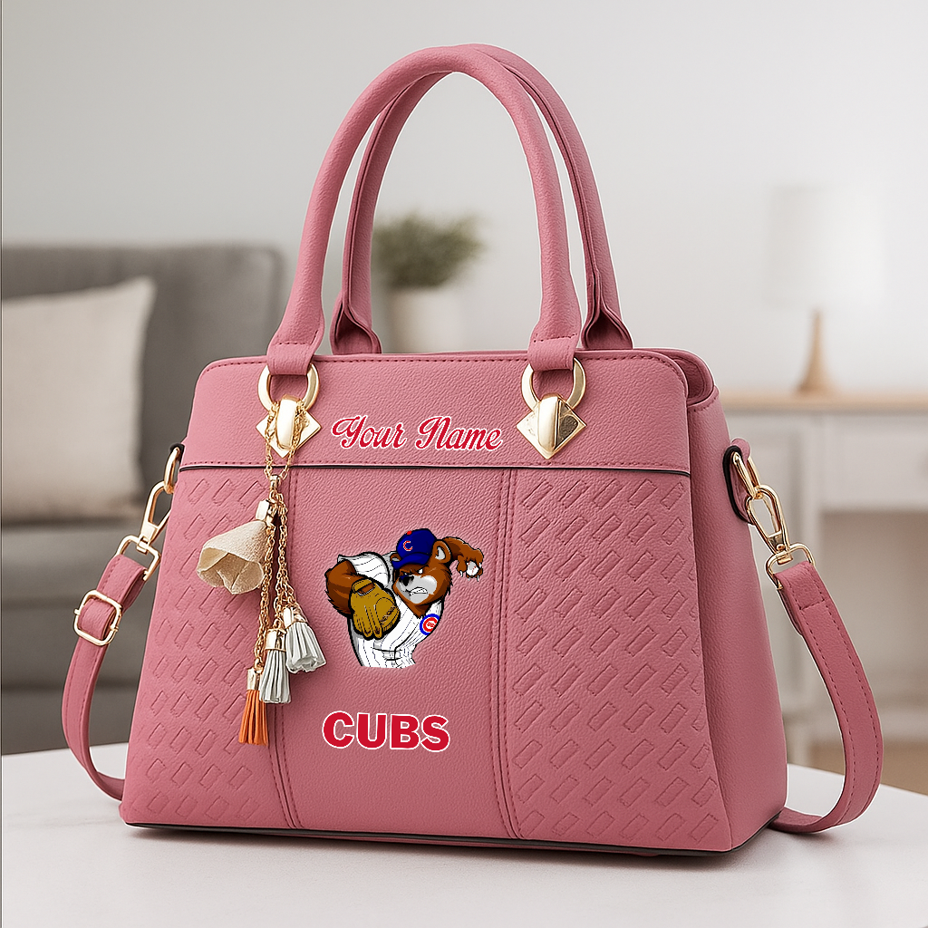 LIMITED EDITION - NEW CUSTOMIZED MLB04 CCS CHICAGO CUBS ZIP HANDBAG MULTICOLOR