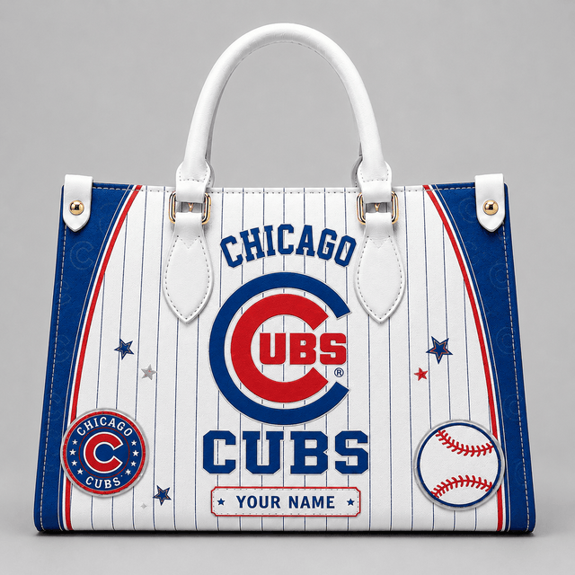 [FLASH SALE] NEW CUSTOMIZED MLB04 CCS CHICAGO CUBS LEATHER HANDBAG