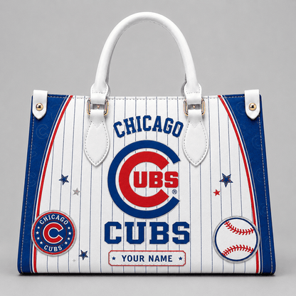 [FLASH SALE] NEW CUSTOMIZED MLB04 CCS CHICAGO CUBS LEATHER HANDBAG
