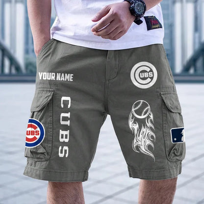 [FLASH SALE] NEW CUSTOMIZED MLB04 CCS CHICAGO CUBS MEN'S CARGO SHORTS