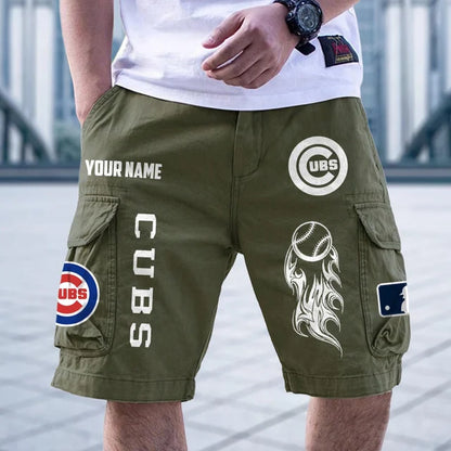 [FLASH SALE] NEW CUSTOMIZED MLB04 CCS CHICAGO CUBS MEN'S CARGO SHORTS