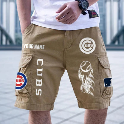 [FLASH SALE] NEW CUSTOMIZED MLB04 CCS CHICAGO CUBS MEN'S CARGO SHORTS