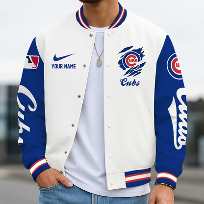 LIMITED EDITION - NEW CUSTOMIZED MLB04 CCS CHICAGO CUBS BASEBALL JACKET, SATIN VARSITY JACKET
