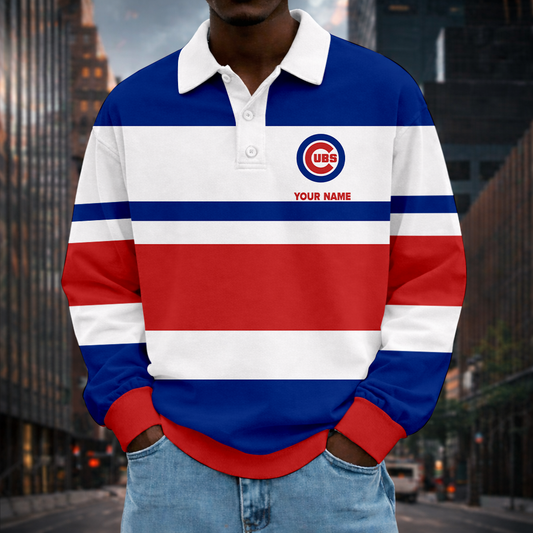 LIMITED EDITION - NEW CUSTOMIZED MLB04 CCS CHICAGO CUBS MEN LONG SLEEVE POLO