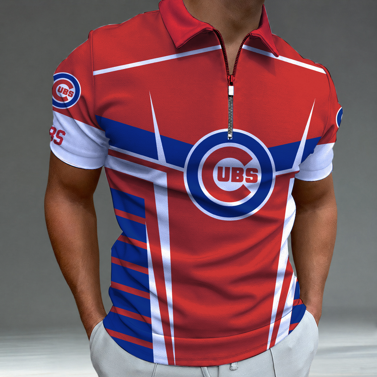 LIMITED EDITION - NEW CUSTOMIZED MLB04 CCS CHICAGO CUBS ZIP POLO SHIRT